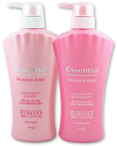 Huge save onprotein in shampoo KAO Essential Damage Care - Nuance Airy Hair Care Set: Shampoo and Conditioner (two 530ml pump bottles)