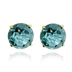 14k White or Yellow Gold 6mm Apatite 4-Prong Stud Earrings