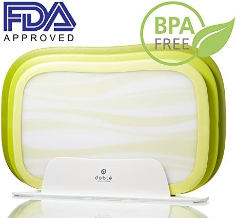 Natural Wave Premium Antibacterial Cutting Boards Set with Holder & Non-slip Vege Knife (5-piece Set)