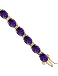 10K Yellow Gold Natural Amethyst Oval Tennis Bracelet 5x7 mm stones, 7 inches