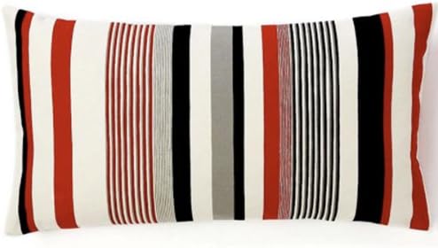 Jiti Siggi Stripes Throw Pillow, Cotton, 12 by 22-Inch, Red/White/Black