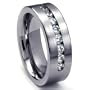 8 MM Men's Titanium ring wedding band with 9 large Channel Set CZ