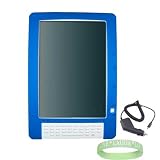 Amazon Kindle DX E-Book Reader Silicone Skin Rubber Cover (BLUE) + Black Amazon Kindle DX Car Charger + Vangoddy tm, Live*Laugh*Love wrist band!!!