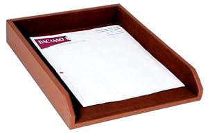 Tan Leather Letter Tray