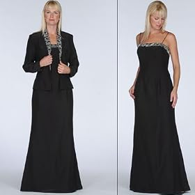 Click here to buy Black Formal Evening Dress with Jacket - Mother of Bride and Groom, Wedding, Party, MOB Gown by... by Sean Collection.