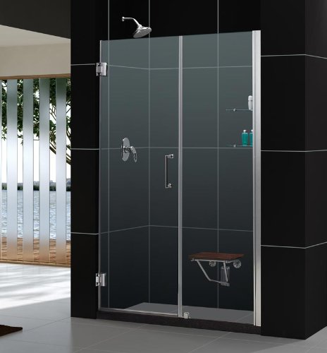 DreamLine SHDR-20607210S-01 Unidoor Frameless 60â-61â Adjustable Shower Door with Glass Shelves, Chr