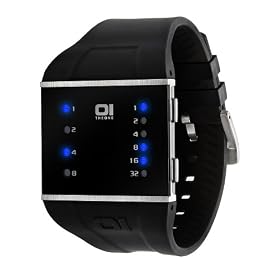 The One - SLS102B3 - Slim Square - Montre Mixte - Quartz Led Bleu - Bracelet Polyur�thane Noir