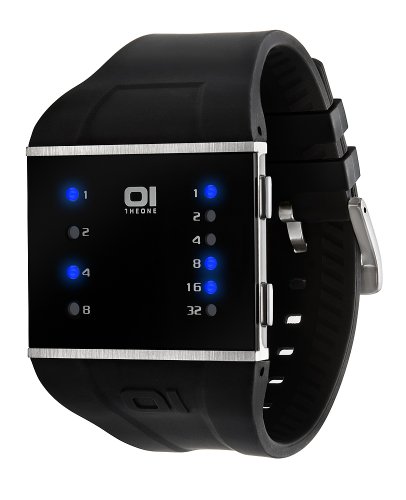 01TheOne Mens SLS102B3 Slim Square Blue LED Black Polyurethane Watch 01TheOne Mens SLS102B3 Slim Square Blue LED Black Polyurethane Watch
