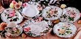 ROSE TOILE DINNER SET - ROSE TOILE COLLECTION DECAL PORCELAIN ROUND DINNER SET by Jaf Gifts