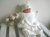 柔らか素材 無撚糸パイルのツーウェイオールお帽子ベストの3点セット ご出産祝いギフトや準備品にもおすすめの画像