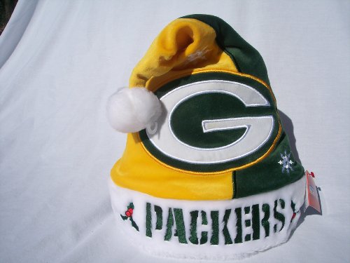 Green Bay Packers Mistletoe plush Santa Hat adult with tags