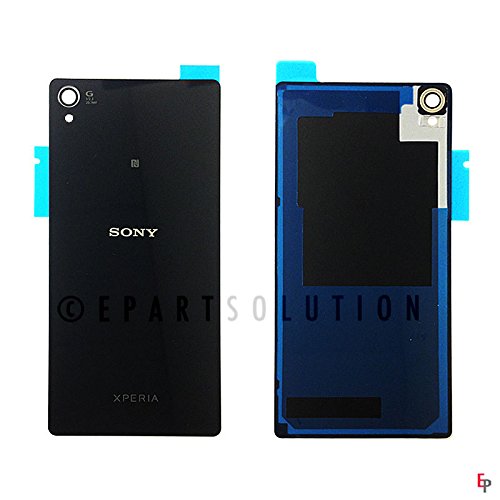 ePartSolution-Sony Xperia Z3 D6603 D6643 D6653 Back Door Battery Back Cover Glass Only Black Color Replacement Part USA Seller
