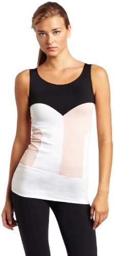 Women's Paneled Tank Top, Black/White/Flesh, X-Small