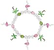 Tropical Flamingo and Palm Tree Charm Stretch Bracelet