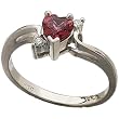 14Kt White Gold Stylish Heart Garnet and Diamond Ring