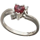 14Kt White Gold Stylish Heart Garnet and Diamond Ring