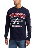 MLB Men's Atlanta Braves Past Time Original Long Sleeve Basic Tee, Athletic Navy, X-Large