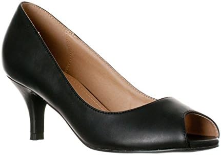 Riverberry Women's Lydia Open, Peep Toe Kitten Heel Pumps