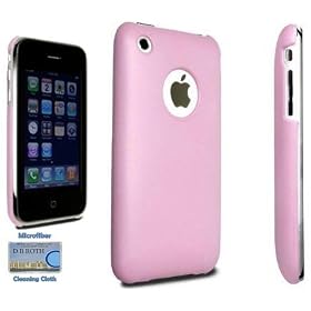 Pink Polycarbonate Slim Fit Case for iPhone 3G / 3GS + DBROTH Microfiber cleanup Cloth
