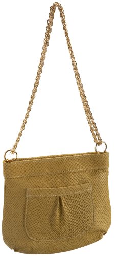 Lauren Merkin Tess Snake-Print Evening Bag,Maize,one size