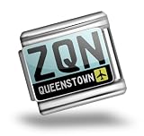 Italian Charms Original "Airport code "ZQN / Queenstown" country: New Zealand." Bracelet Link