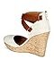 Women Linen Capped Toe Espadrille Cross Ankle Strap D'Orsay Platform Wedge Heel CB66 - Bone