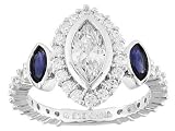 3.65CTW BELLA LUCE SAPPHIRE COLOR SIMULANT AND WHITE DIAMOND SIMULANT STERLING SILVER RING