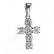 Sterling Silver Pendant - Clear Cubic Zirconia - Cross - 18mm Height