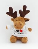 Produkt-Bild: Pl&uuml;sch Renntier Schl&uuml;sselhalter mit T-shirt mit Aufschrift Ich liebe Content