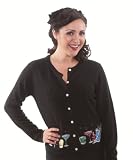 Lucky 13 Happy Hour Cardigan Soft Black Cardigan with Embroidered Cocktails Large
