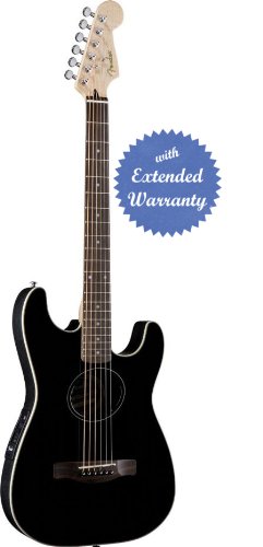 41HzBpBgvtL Fender Standard Stratacoustic Guitar Bundle with Fender Leather Strap, Pick Card, and Polishing Cloth   Black