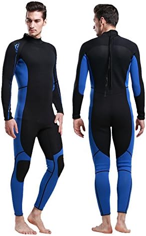 3MM rubber wetsuit women cold warm winter swimming men and women long sleeve one-piece swimsuit neoprene scuba diving , 1013 black spell blue , l