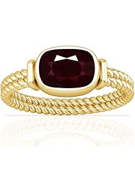 14K Yellow Gold Cushion Cut Ruby Womens Astrological Ring