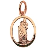 9ct Rose Gold St Christopher oval pierced