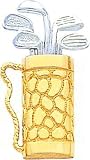 14K Two Tone Gold 3D Golf Bag & Clubs Charm Golfing