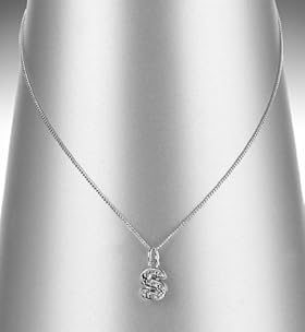 Platinum Plated Diamanté S Letter Pendant Necklace
