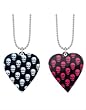 HEART NECKLACE WITH SKULL PATTERN NCK-SKHRTPK- PINK (BLACK HEART WITH PINK SKULL PATTERN)