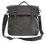 Otium 21104 Canvas Genuine Leater Cross Body Messenger Satchel Bag,Army Green