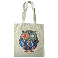 Owl cotton tote bag with long handles