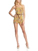 Rare London Mono Floral Printed Playsuit (Mostaza)