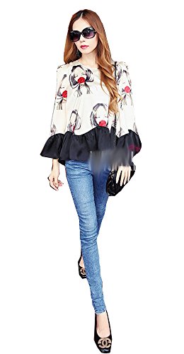 ブラウス ブルゾン シャツ 長袖 フリル 柄物 ワイルド シフォン ラウンドネック 薄手 シフォンシャツ エレガンス キュート カジュアル パーティ ２次会 レディース 秋物 冬物 可愛いスカーフ付き R331