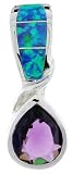 Sterling Silver Slide / Pendant, Inlaid w / Lab Opal with 11 X 9 mm Pear Shape Amethyst CZ - B000MMAU4W
