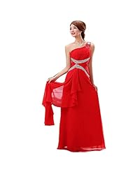 Beaded One Shoulder Chiffon Evening Dress/Prom Dress/Party Dress 