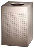 Designer Line Silhouettes 40 gallon Steel Open Top Square Receptacle Desert Pearl Waste Receptacle SC22EPLDP