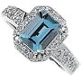 14K White Gold Aquamarine & Diamond Ring