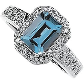 14K White Gold Aquamarine and Diamond Ring by DivaDiamonds