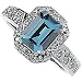 14K White Gold Aquamarine & Diamond Ring