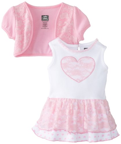 Baby Glam Baby-Girls Newborn 2 Piece Dress Set with Shrug, Bubble Gum, 6-9 Months