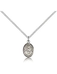 .925 Sterling Silver Saint St. Lidwina of Schiedam Medal Pendant 1/2 x 1/4 Inches Ice Skating-9297- Comes with a .925 Sterling Silver Lite Curb Chain Neckace And a Black velvet Box