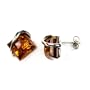 Sterling Silver and Honey Amber Square Stud Earrings
